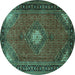 Round Medallion Turquoise Traditional Rug, tr1866turq