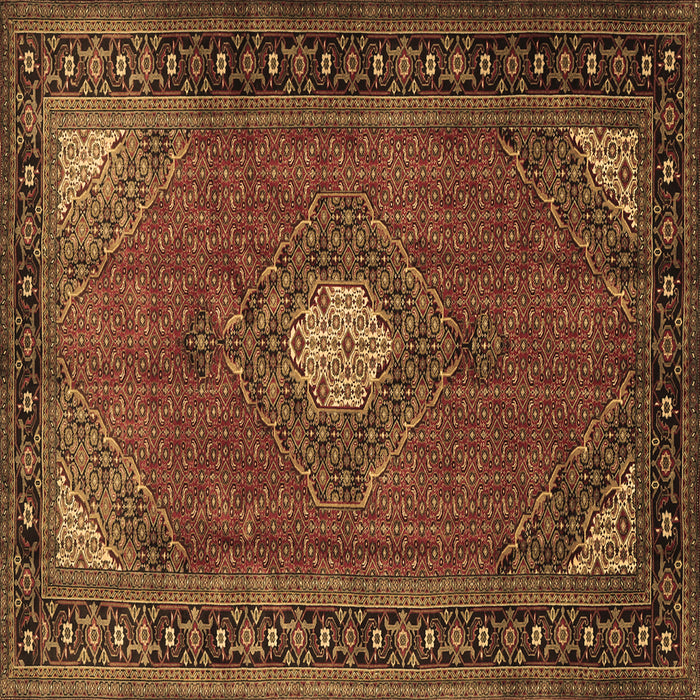 Square Machine Washable Medallion Brown Traditional Rug, wshtr1866brn