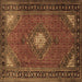 Square Machine Washable Medallion Brown Traditional Rug, wshtr1866brn