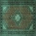 Square Machine Washable Medallion Turquoise Traditional Area Rugs, wshtr1866turq