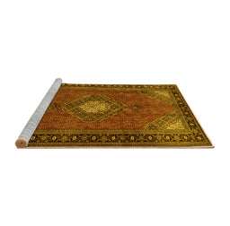 Sideview of Machine Washable Medallion Yellow Traditional Rug, wshtr1866yw