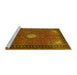 Sideview of Machine Washable Medallion Yellow Traditional Rug, wshtr1866yw