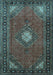 Machine Washable Medallion Light Blue Traditional Rug, wshtr1866lblu