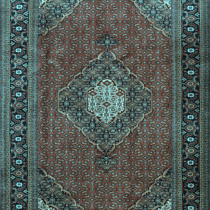 Machine Washable Medallion Light Blue Traditional Rug, wshtr1866lblu