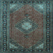 Square Medallion Light Blue Traditional Rug, tr1866lblu