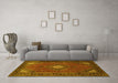 Machine Washable Medallion Yellow Traditional Rug in a Living Room, wshtr1866yw