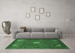 Machine Washable Medallion Emerald Green Traditional Area Rugs in a Living Room,, wshtr1866emgrn