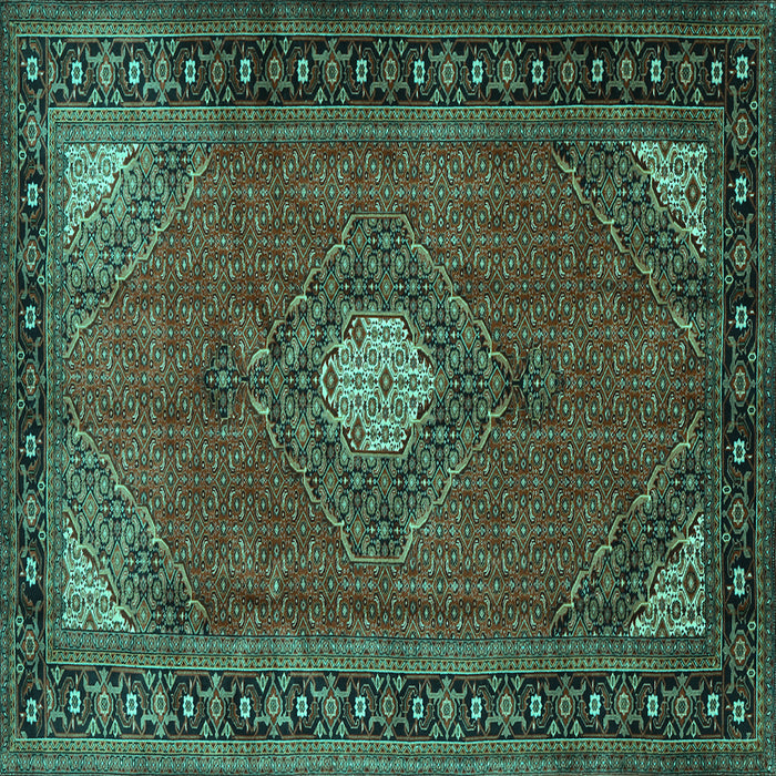 Square Medallion Turquoise Traditional Rug, tr1866turq