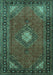 Machine Washable Medallion Turquoise Traditional Area Rugs, wshtr1866turq