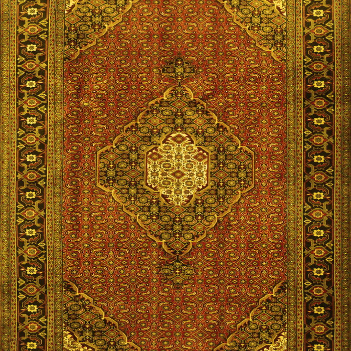 Machine Washable Medallion Yellow Traditional Rug, wshtr1866yw
