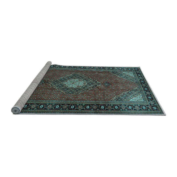 Sideview of Machine Washable Medallion Light Blue Traditional Rug, wshtr1866lblu