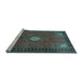 Sideview of Machine Washable Medallion Light Blue Traditional Rug, wshtr1866lblu