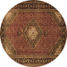 Round Medallion Brown Traditional Rug, tr1866brn