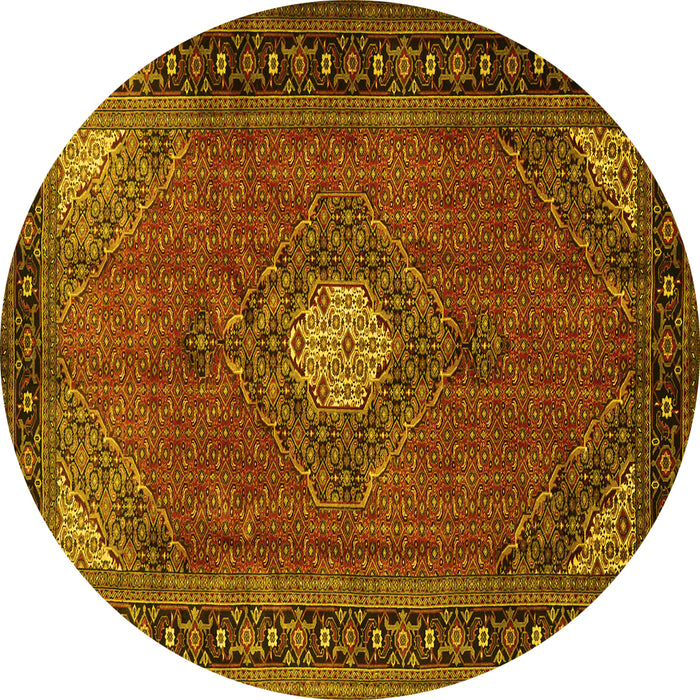 Round Medallion Yellow Traditional Rug, tr1866yw