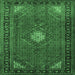 Square Medallion Emerald Green Traditional Rug, tr1866emgrn