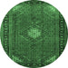 Round Medallion Emerald Green Traditional Rug, tr1866emgrn