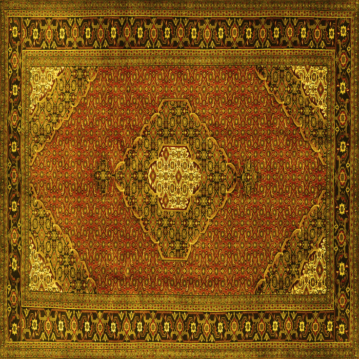 Square Medallion Yellow Traditional Rug, tr1866yw
