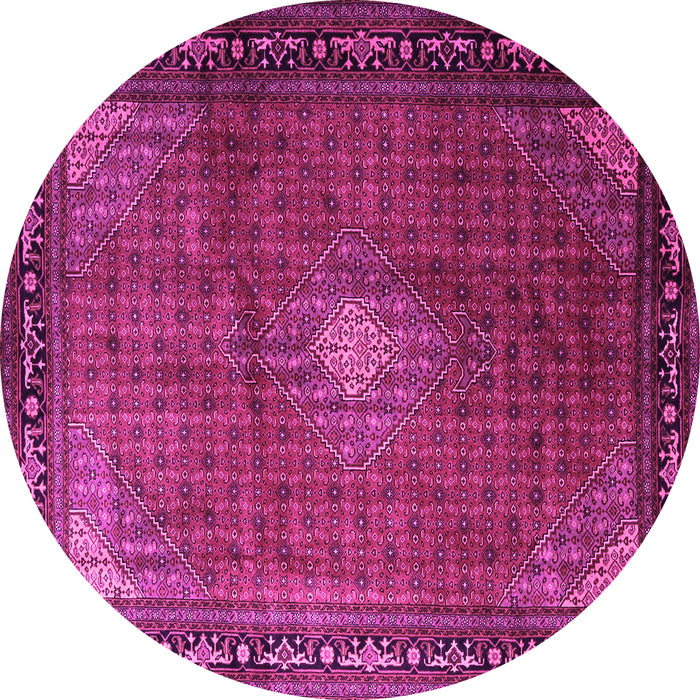 Round Machine Washable Medallion Pink Traditional Rug, wshtr1867pnk