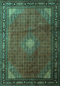 Medallion Turquoise Traditional Rug, tr1867turq