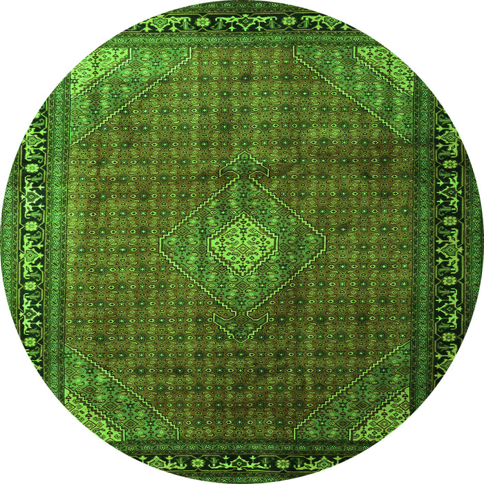 Square Medallion Green Traditional Rug, tr1867grn