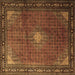 Square Machine Washable Medallion Brown Traditional Rug, wshtr1867brn