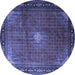 Round Medallion Blue Traditional Rug, tr1867blu