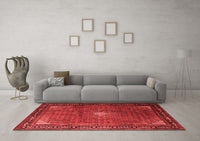 Machine Washable Medallion Red Traditional Rug, wshtr1867red