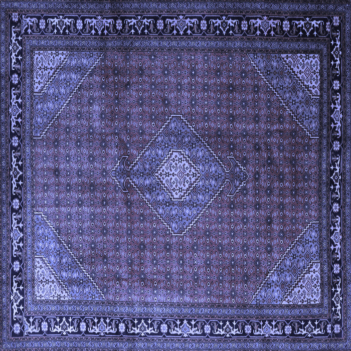 Square Machine Washable Medallion Blue Traditional Rug, wshtr1867blu