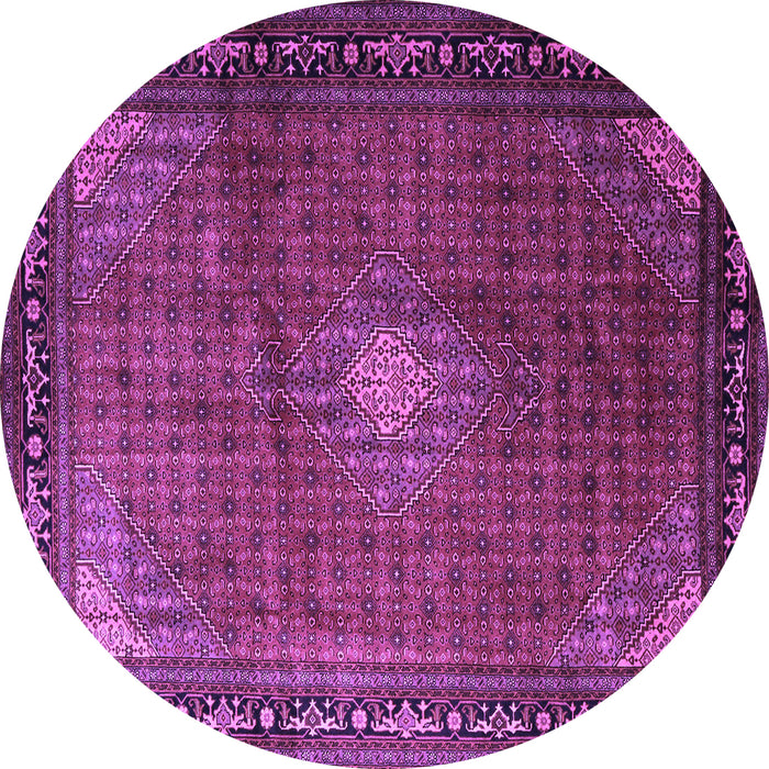 Round Machine Washable Medallion Purple Traditional Area Rugs, wshtr1867pur