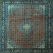 Square Medallion Light Blue Traditional Rug, tr1867lblu