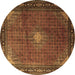 Round Medallion Brown Traditional Rug, tr1867brn