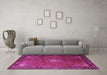 Machine Washable Medallion Pink Traditional Rug in a Living Room, wshtr1867pnk