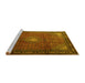 Sideview of Machine Washable Medallion Yellow Traditional Rug, wshtr1867yw