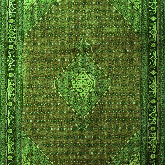 Serging Thickness of Machine Washable Medallion Green Traditional Area Rugs, wshtr1867grn