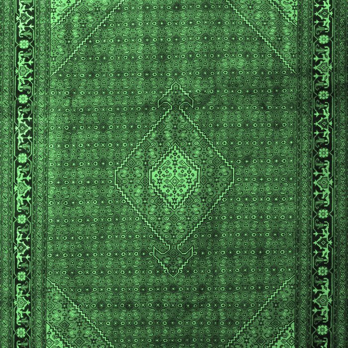 Machine Washable Medallion Emerald Green Traditional Area Rugs, wshtr1867emgrn