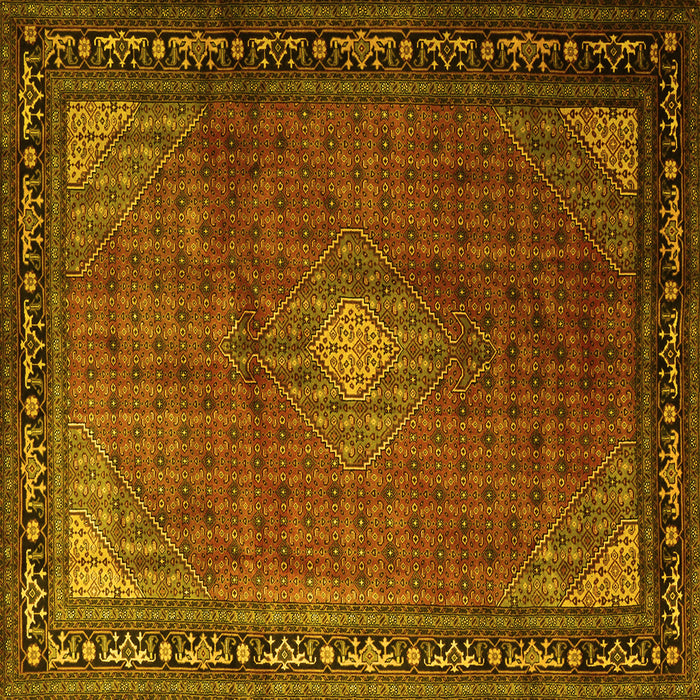 Square Medallion Yellow Traditional Rug, tr1867yw