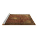 Sideview of Machine Washable Medallion Brown Traditional Rug, wshtr1867brn