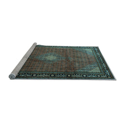 Sideview of Machine Washable Medallion Light Blue Traditional Rug, wshtr1867lblu