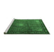 Sideview of Machine Washable Medallion Emerald Green Traditional Area Rugs, wshtr1867emgrn