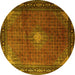 Round Medallion Yellow Traditional Rug, tr1867yw