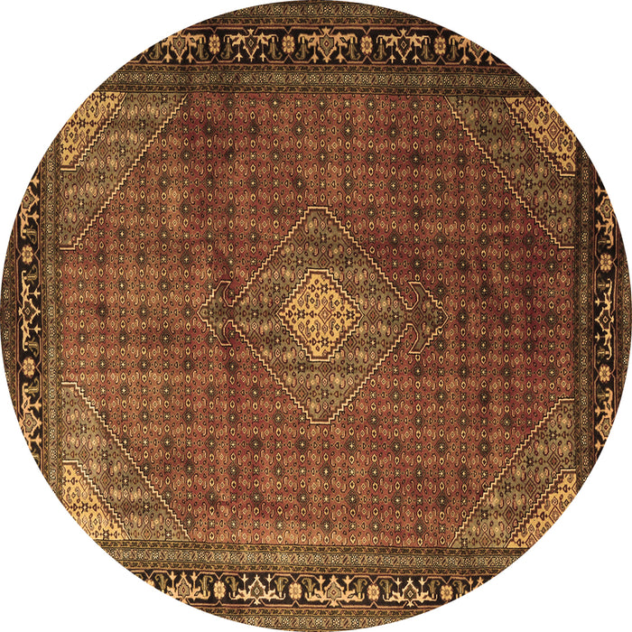 Round Machine Washable Medallion Brown Traditional Rug, wshtr1867brn