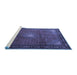 Sideview of Machine Washable Medallion Blue Traditional Rug, wshtr1867blu