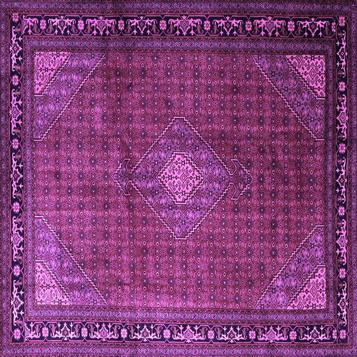 Square Machine Washable Medallion Purple Traditional Area Rugs, wshtr1867pur