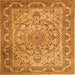 Serging Thickness of Medallion Orange Traditional Rug, tr1868org