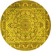 Round Medallion Yellow Traditional Rug, tr1868yw