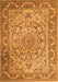 Serging Thickness of Machine Washable Medallion Orange Traditional Area Rugs, wshtr1868org