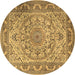 Round Medallion Brown Traditional Rug, tr1868brn