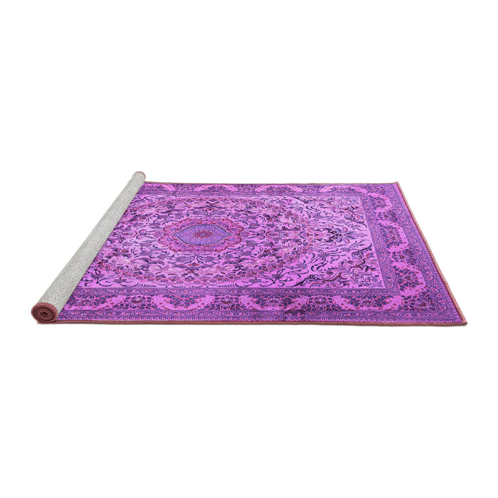 Sideview of Machine Washable Medallion Purple Traditional Area Rugs, wshtr1868pur