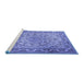 Sideview of Machine Washable Medallion Blue Traditional Rug, wshtr1868blu