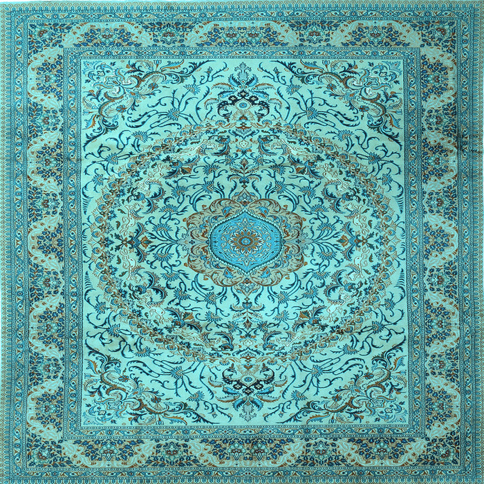 Square Medallion Light Blue Traditional Rug, tr1868lblu